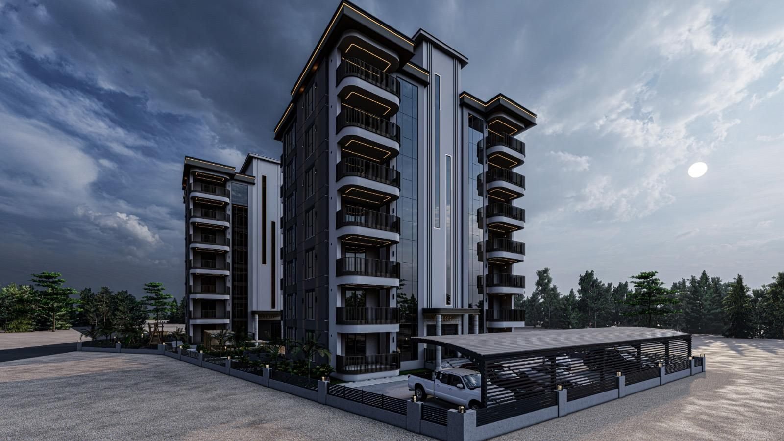 Köşe cephe ve otopark